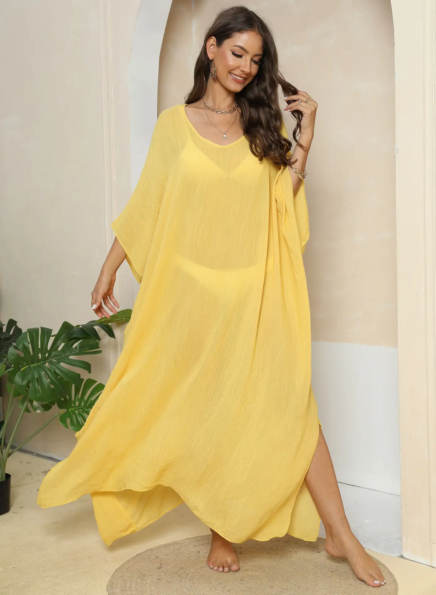 Women's Black Loose Floor-Length Dress with Long Skirt — feature 14