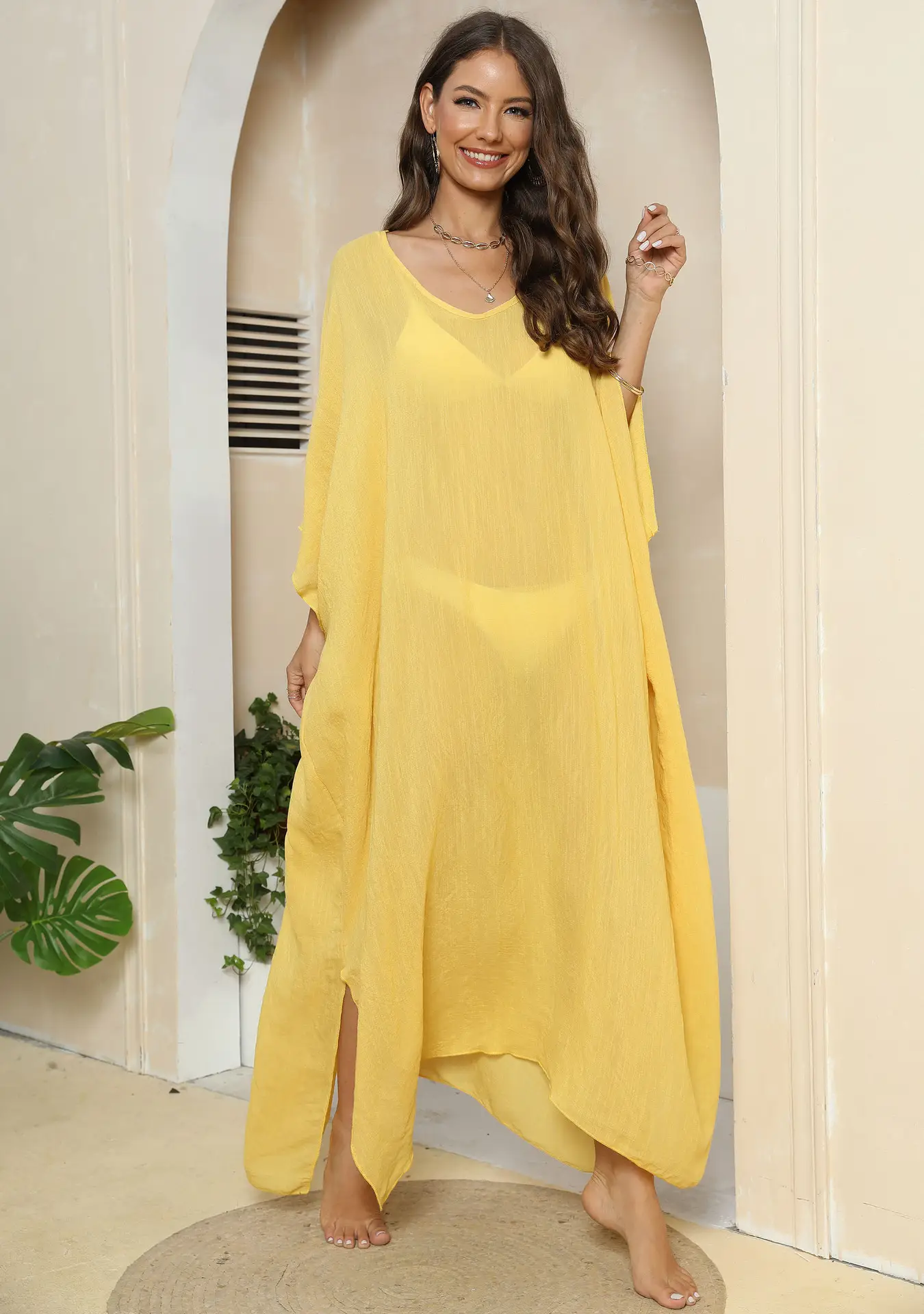 Women's Black Loose Floor-Length Dress with Long Skirt — feature 15