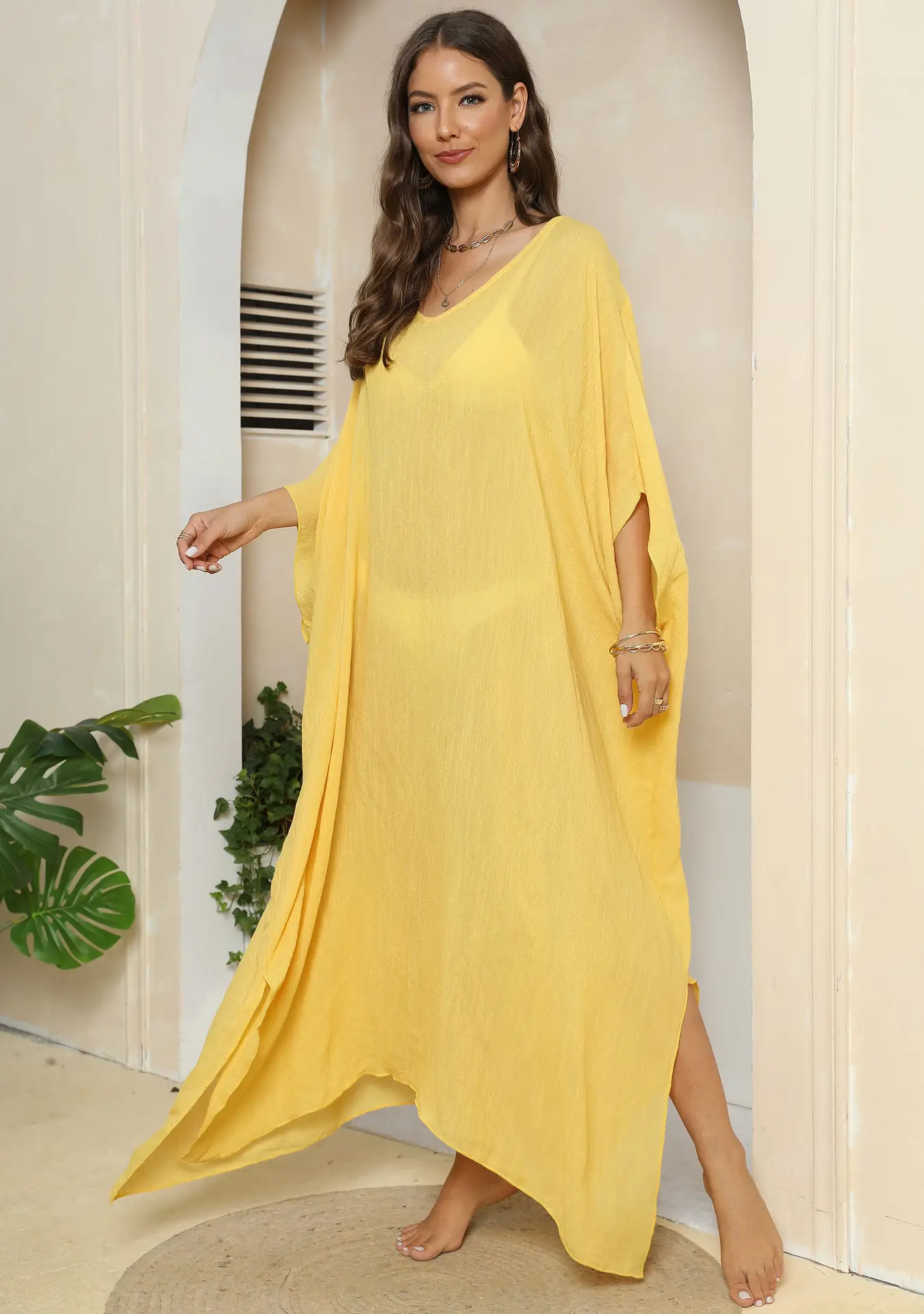 Women's Black Loose Floor-Length Dress with Long Skirt — feature 18
