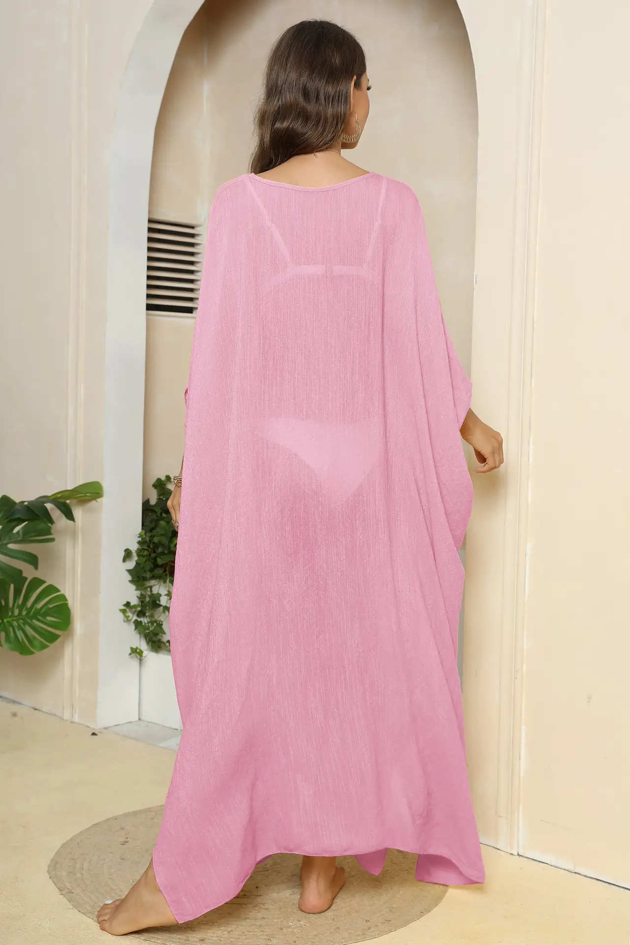 Women's Black Loose Floor-Length Dress with Long Skirt — feature 30