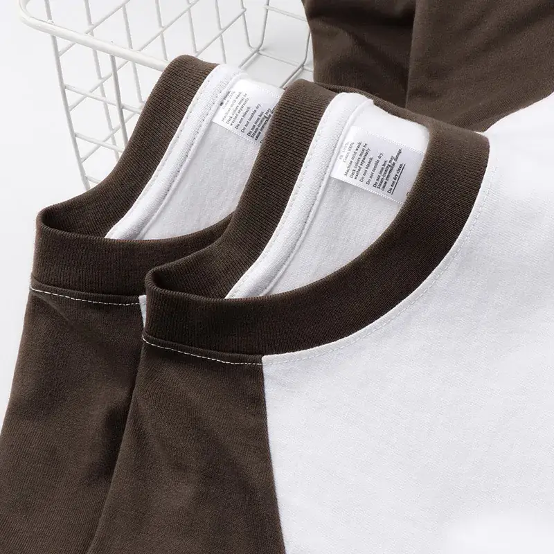 Men Cotton T-Shirt White Black 250g Round Neck - Image 5