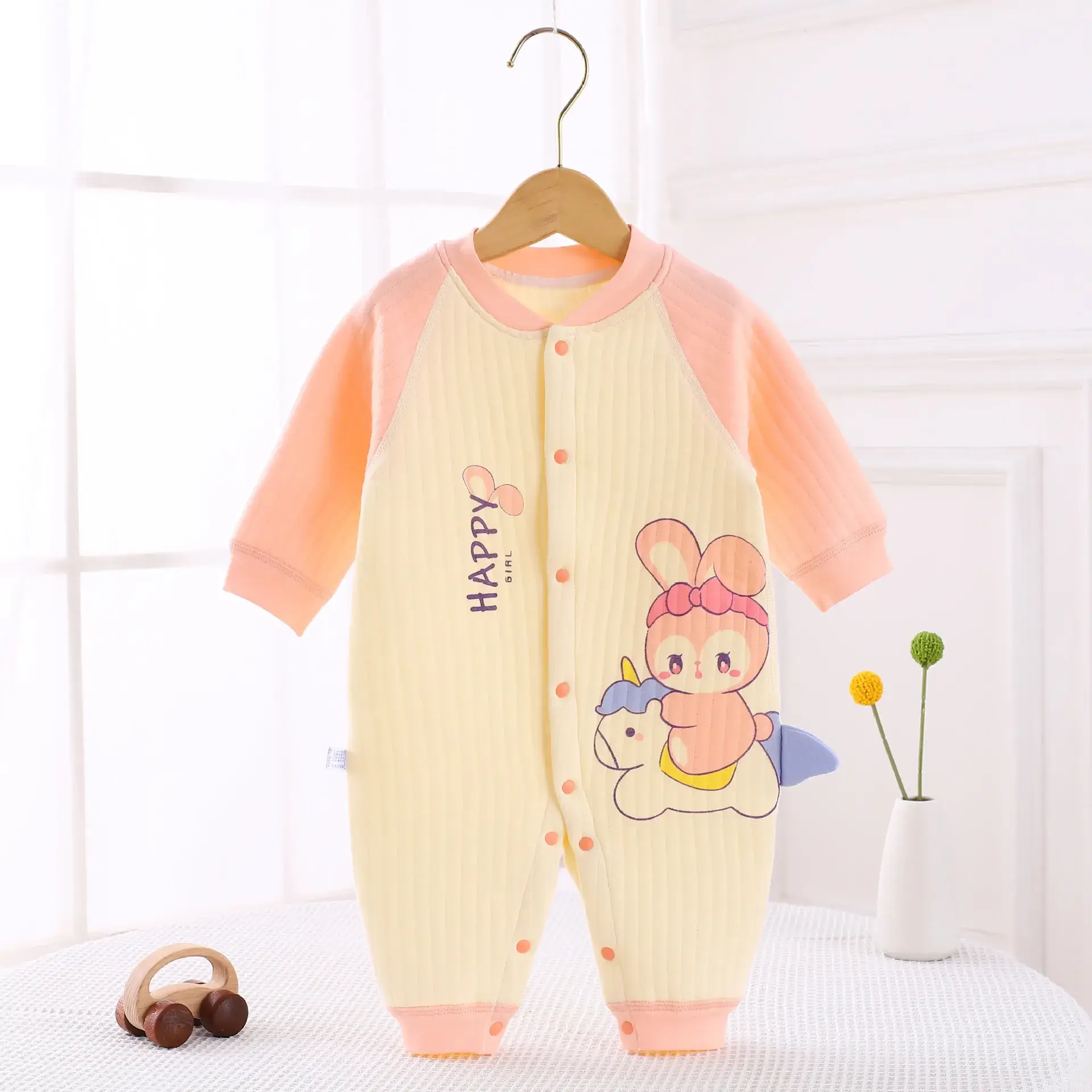 Baby Quilted Jumpsuit Blue Yellow Long Sleeve