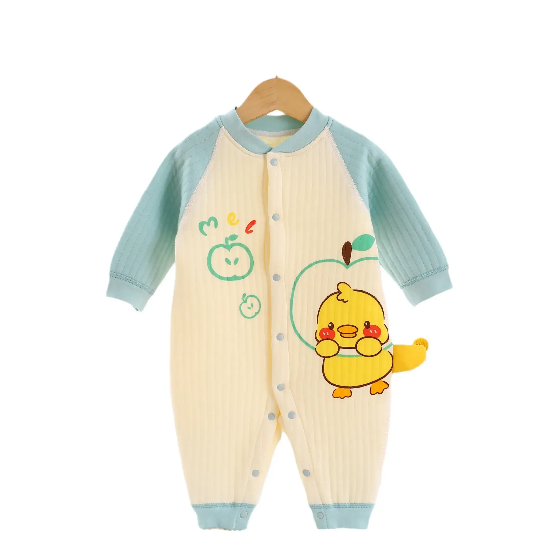 Baby Quilted Jumpsuit Blue Yellow Long Sleeve