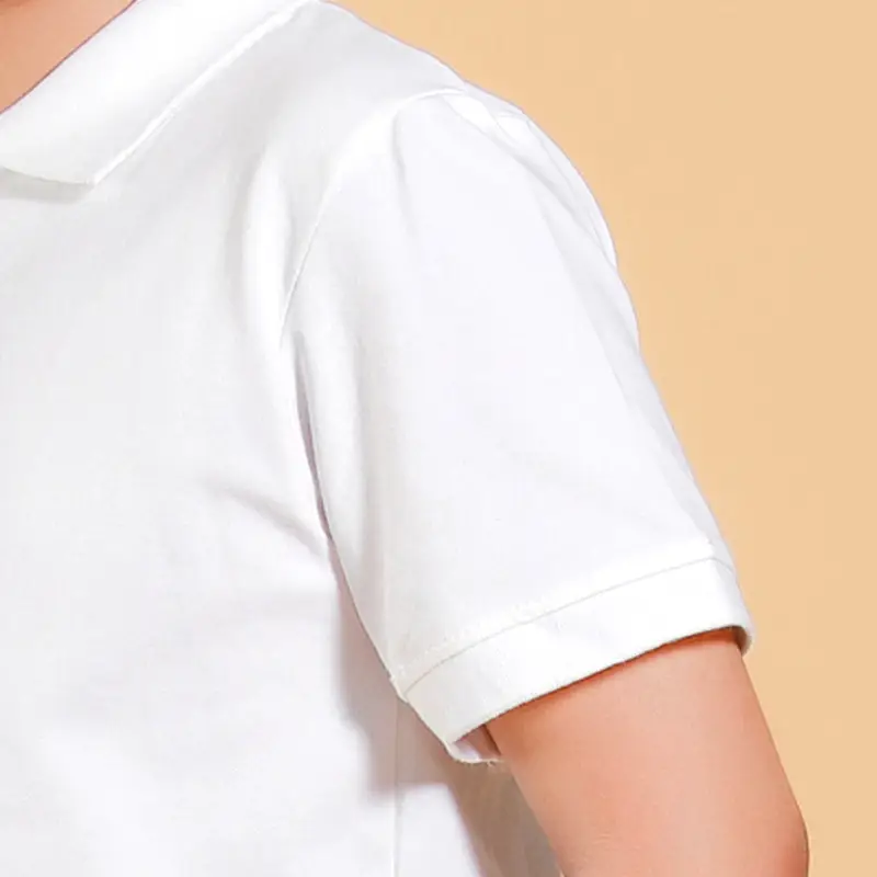 White Short-Sleeved Polo Shirt for Boys Summer - Image 4
