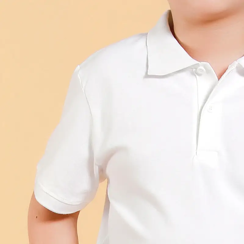 White Short-Sleeved Polo Shirt for Boys Summer - Image 5