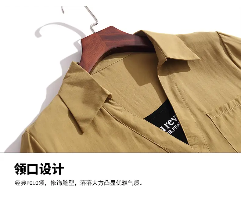 2023 Fake Two-Piece French Style Meat Cover Shirt Women Summer Polo Top — feature 15