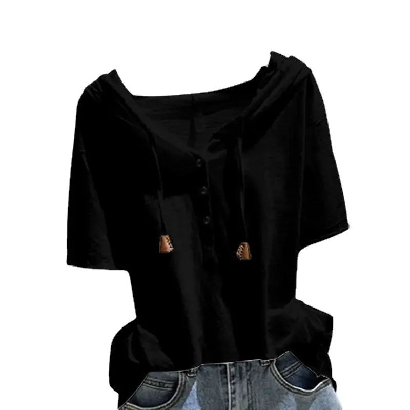Women Cotton Hooded White T-Shirt 2025 Summer - Image 7
