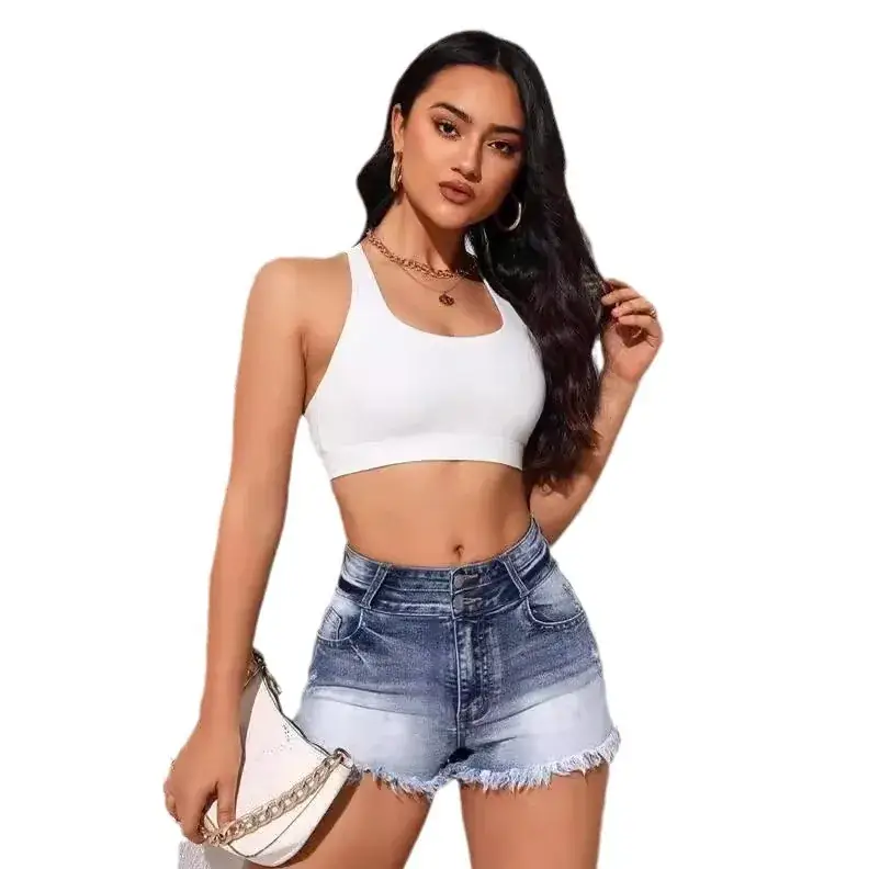 Ripped Denim Shorts High Waist Washed Hot Pants - Image 6