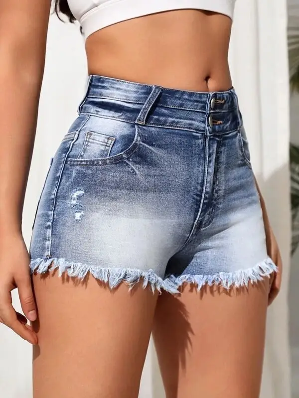 Ripped Denim Shorts High Waist Washed Hot Pants — feature 4