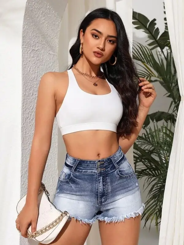 Ripped Denim Shorts High Waist Washed Hot Pants — feature 6