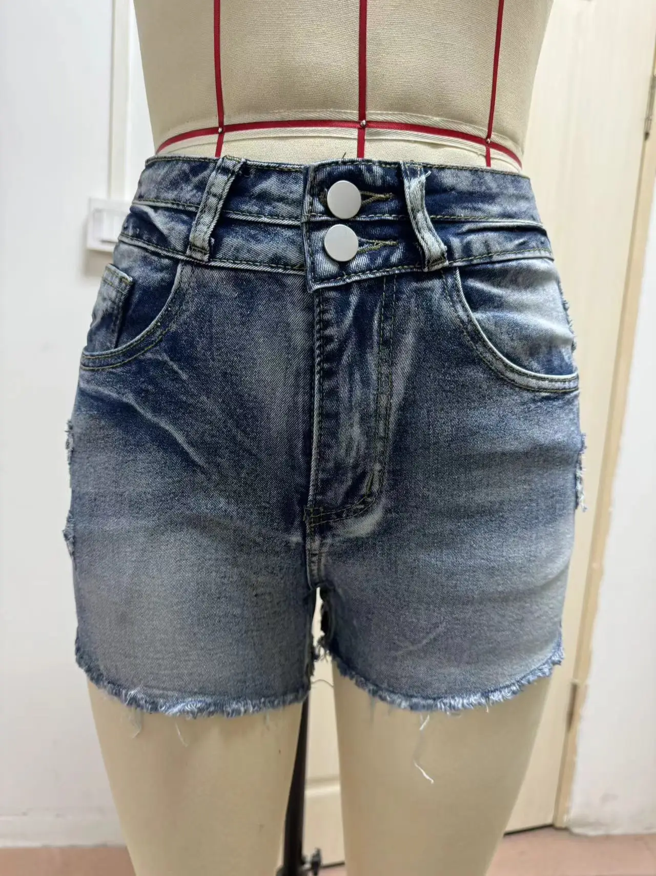 Ripped Denim Shorts High Waist Washed Hot Pants — feature 8
