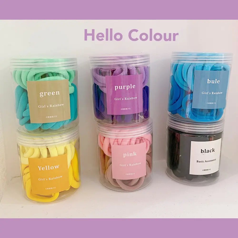 50 Pcs Blue Girl's Rainbow Hair Ties — feature 29