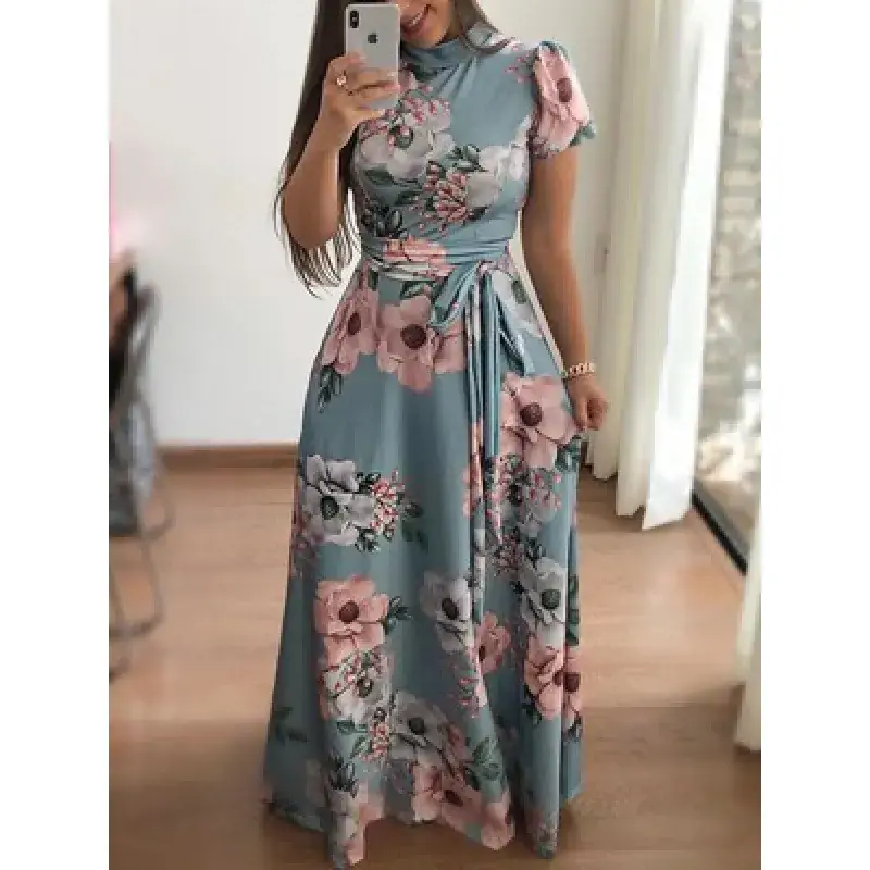 Women's Printed Strap Dress Black Floral Winter Casual - Image 4