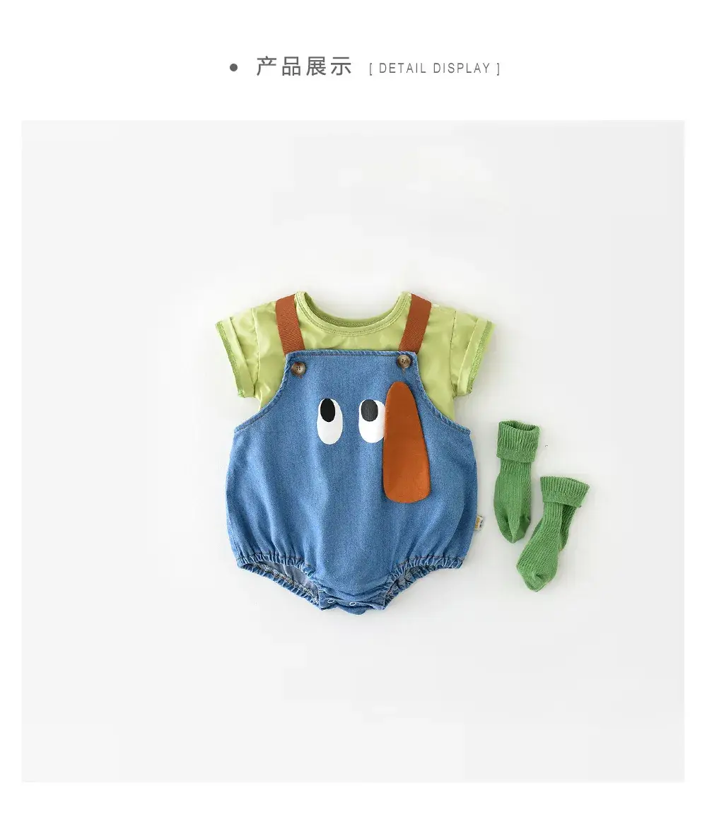 Newborn Cartoon Puppy Hatshirt Blue Cotton Korean Style — feature 33