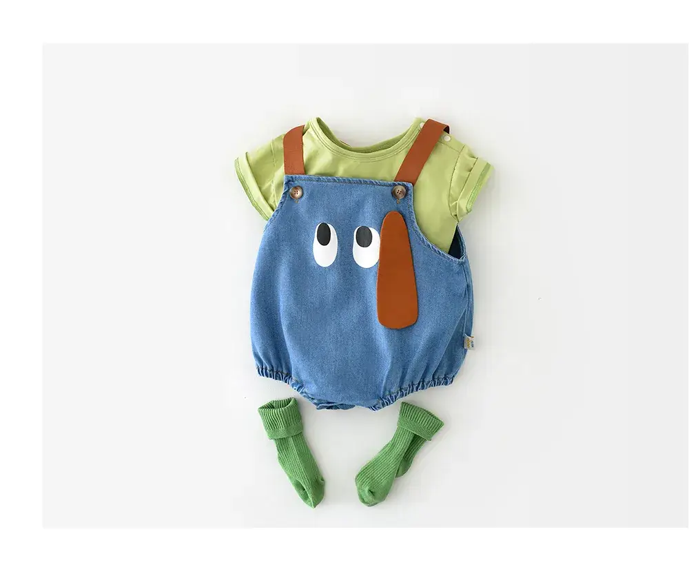 Newborn Cartoon Puppy Hatshirt Blue Cotton Korean Style — feature 35