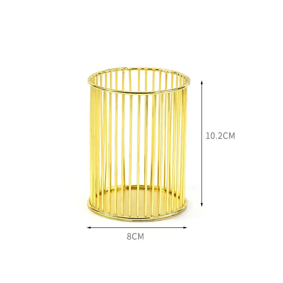 Golden Wrought Iron Makeup Brush Storage Bucket - Image 5
