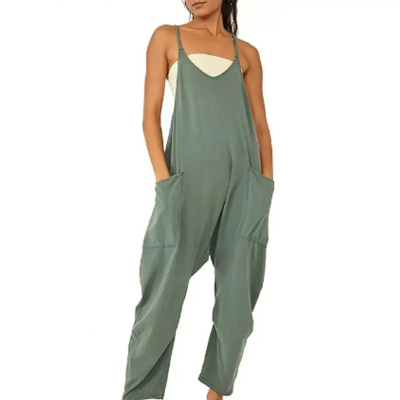 2023 Women's Green Zipper Pocket Trousers Set