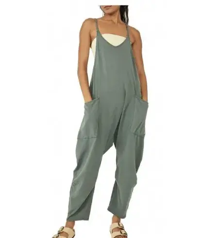 2023 Women's Green Zipper Pocket Trousers Set