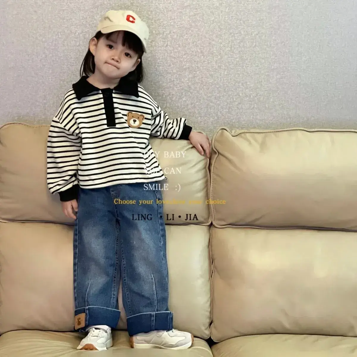 Children Striped Pullover Sweater Set with Shorts