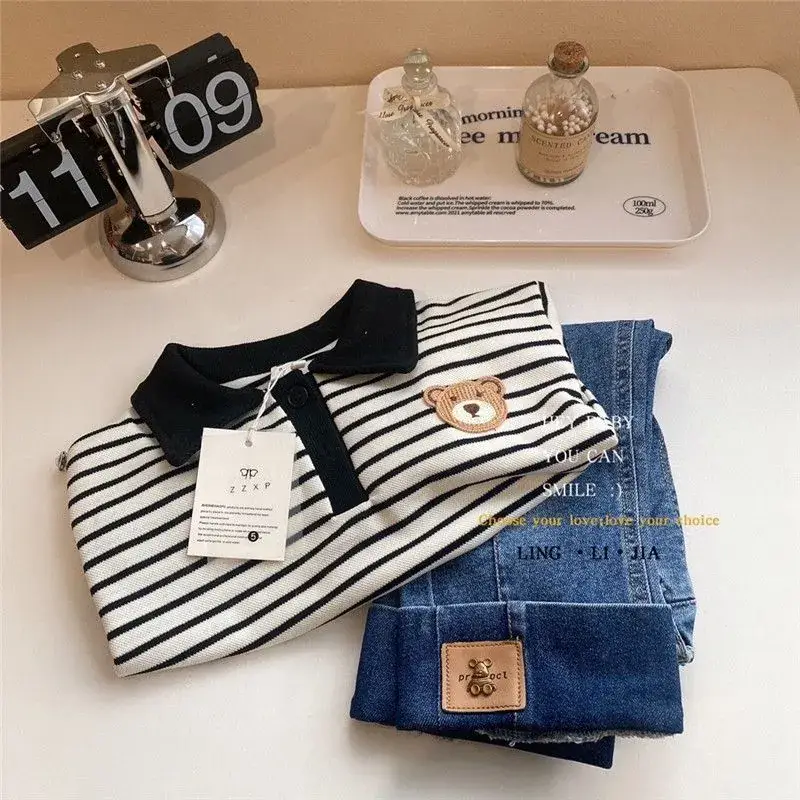 Children Striped Pullover Sweater Set with Shorts — feature 10
