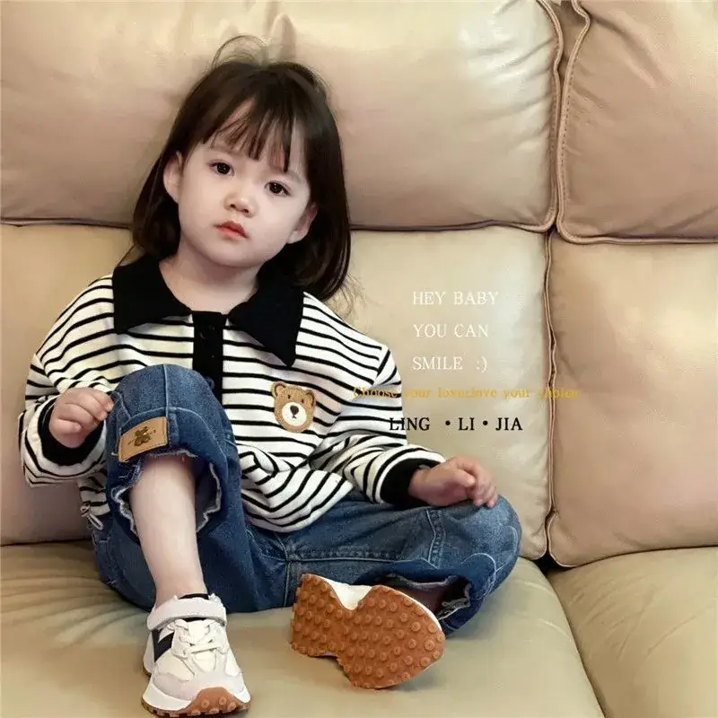 Children Striped Pullover Sweater Set with Shorts — feature 3