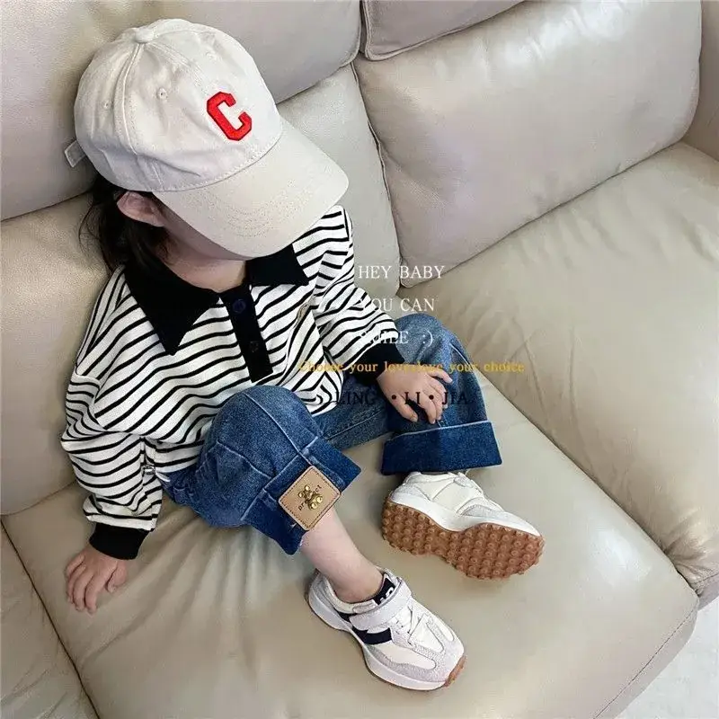 Children Striped Pullover Sweater Set with Shorts — feature 6