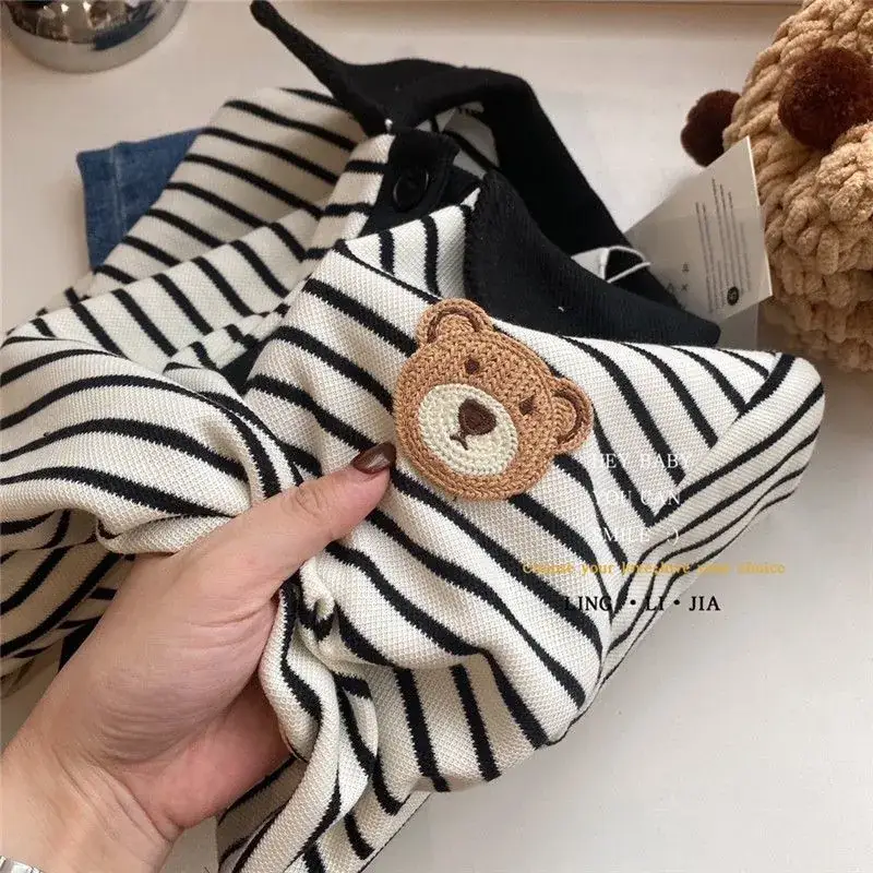 Children Striped Pullover Sweater Set with Shorts — feature 9