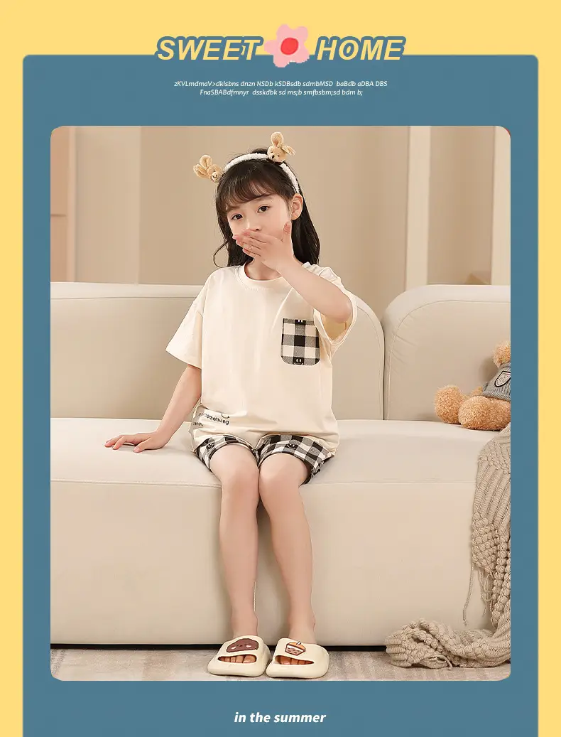 Summer Family Pajamas Green Cotton Shorts Set for Boys Girls — feature 10