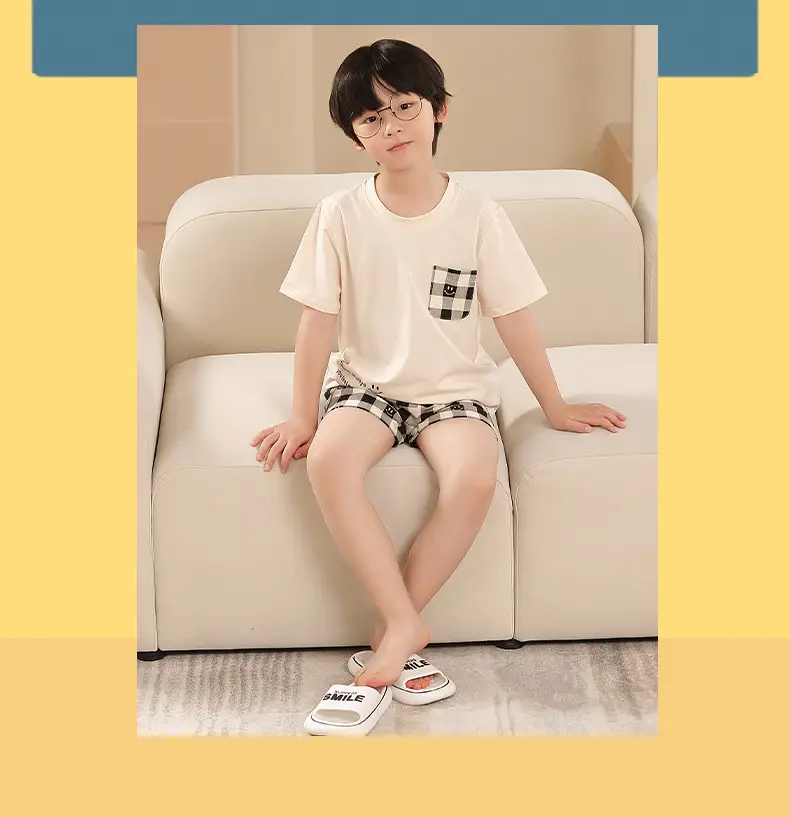 Summer Family Pajamas Green Cotton Shorts Set for Boys Girls — feature 11