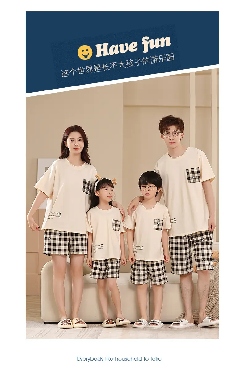 Summer Family Pajamas Green Cotton Shorts Set for Boys Girls — feature 13
