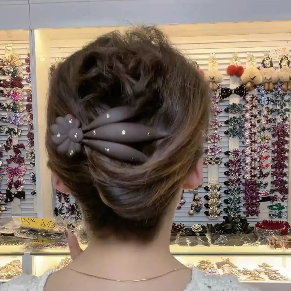 Purple Rhinestone Butterfly Hairpin with Duckbill Clip — feature 14