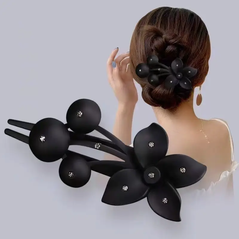 Purple Rhinestone Butterfly Hairpin with Duckbill Clip
