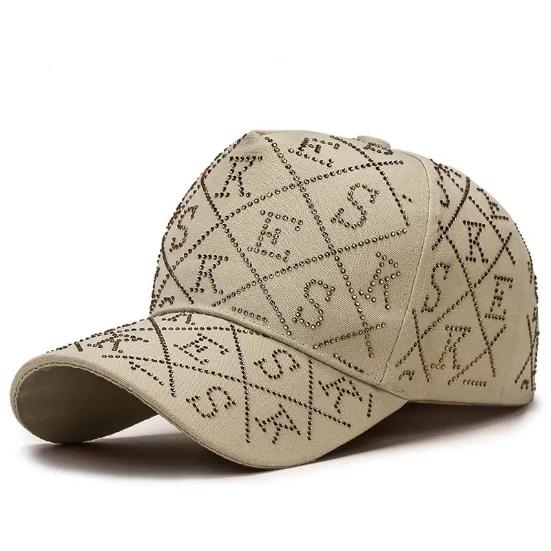 White Diamond-Encrusted Letter Baseball Cap for Women - Image 4