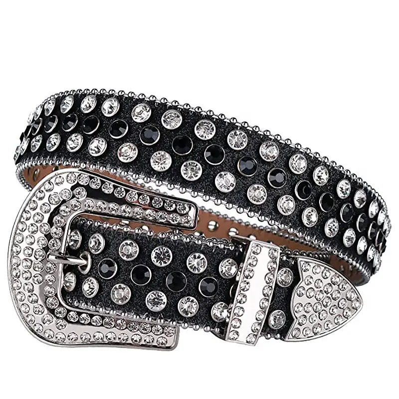 Crystal-Encrusted Belt for Men Women Western Cowboy Style
