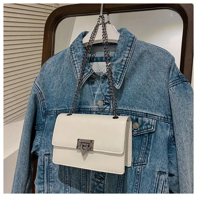 Women's 2023 Chain Shoulder Bag Brown White — feature 14
