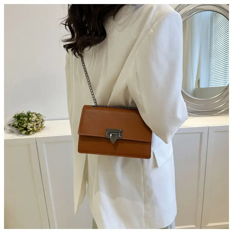 Women's 2023 Chain Shoulder Bag Brown White — feature 24