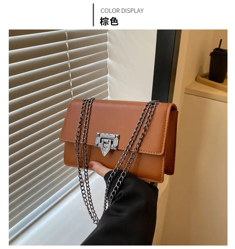 Women's 2023 Chain Shoulder Bag Brown White — feature 9