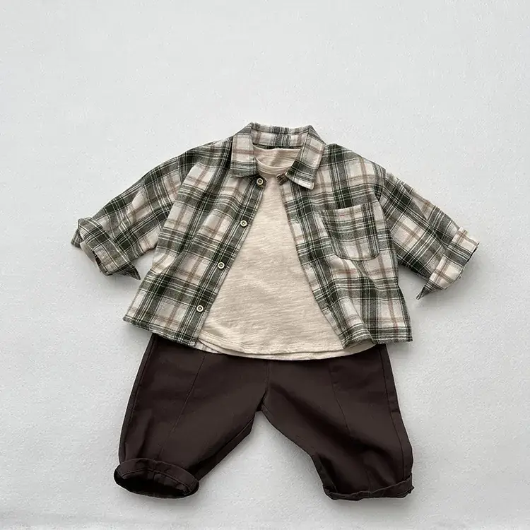 Children's Plaid Western Shirt Spring Autumn New Baby