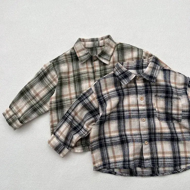 Children's Plaid Western Shirt Spring Autumn New Baby