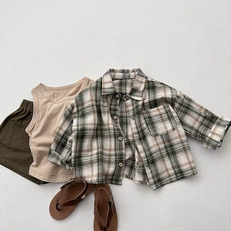 Children's Plaid Western Shirt Spring Autumn New Baby — feature 6