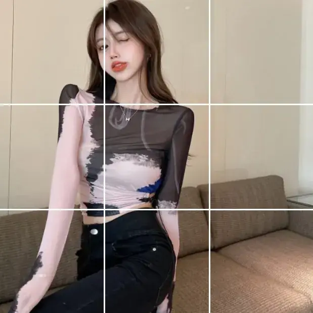 Sexy Tie-Dye Mesh Crop Top Women's Spring