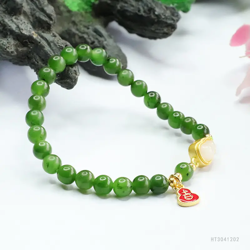 Green Jade Bracelet with Heart Pendant for Women — feature 10