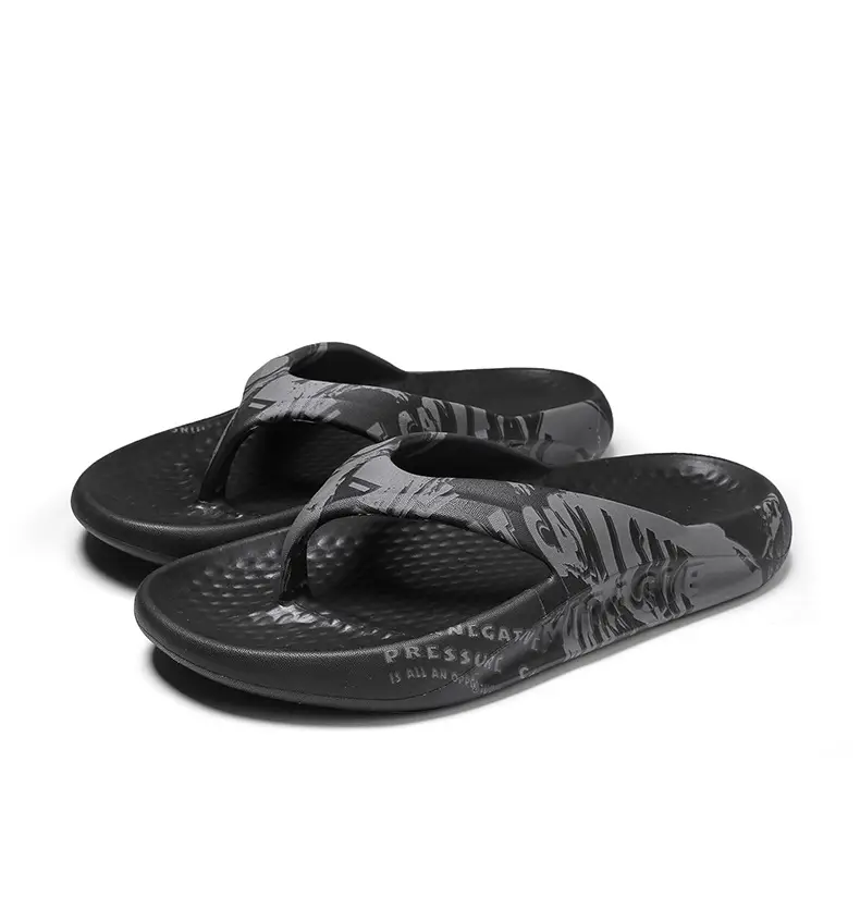 2021 Men's Black Synthetic Flip Flops Beach Slippers