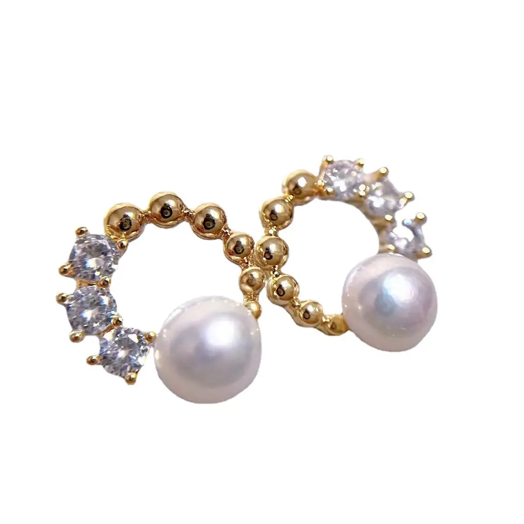 14K Gold Pearl Earrings for Women - Image 5