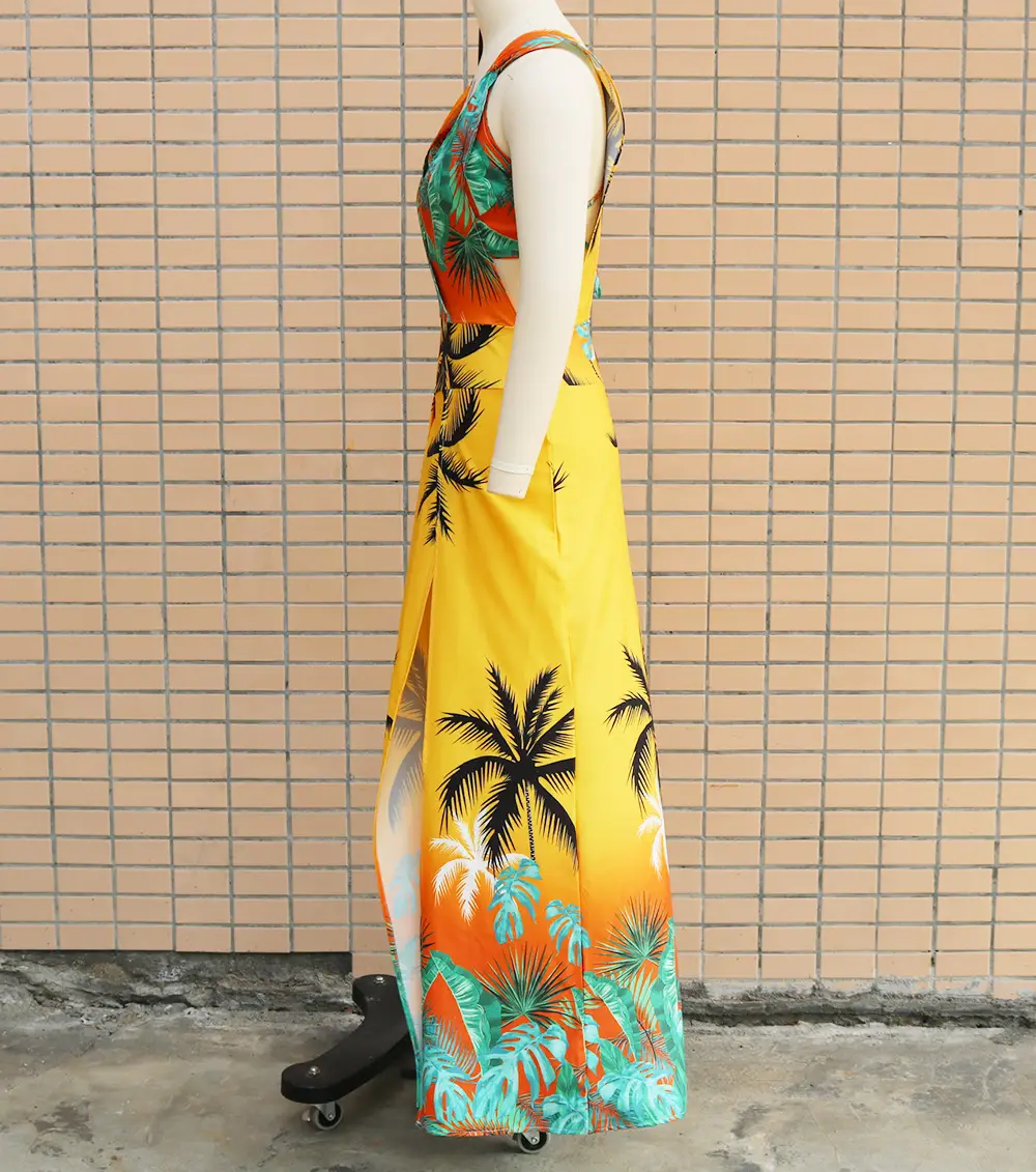 2023 Tropical Print Two-Piece Suit Set Yellow Orange — feature 19