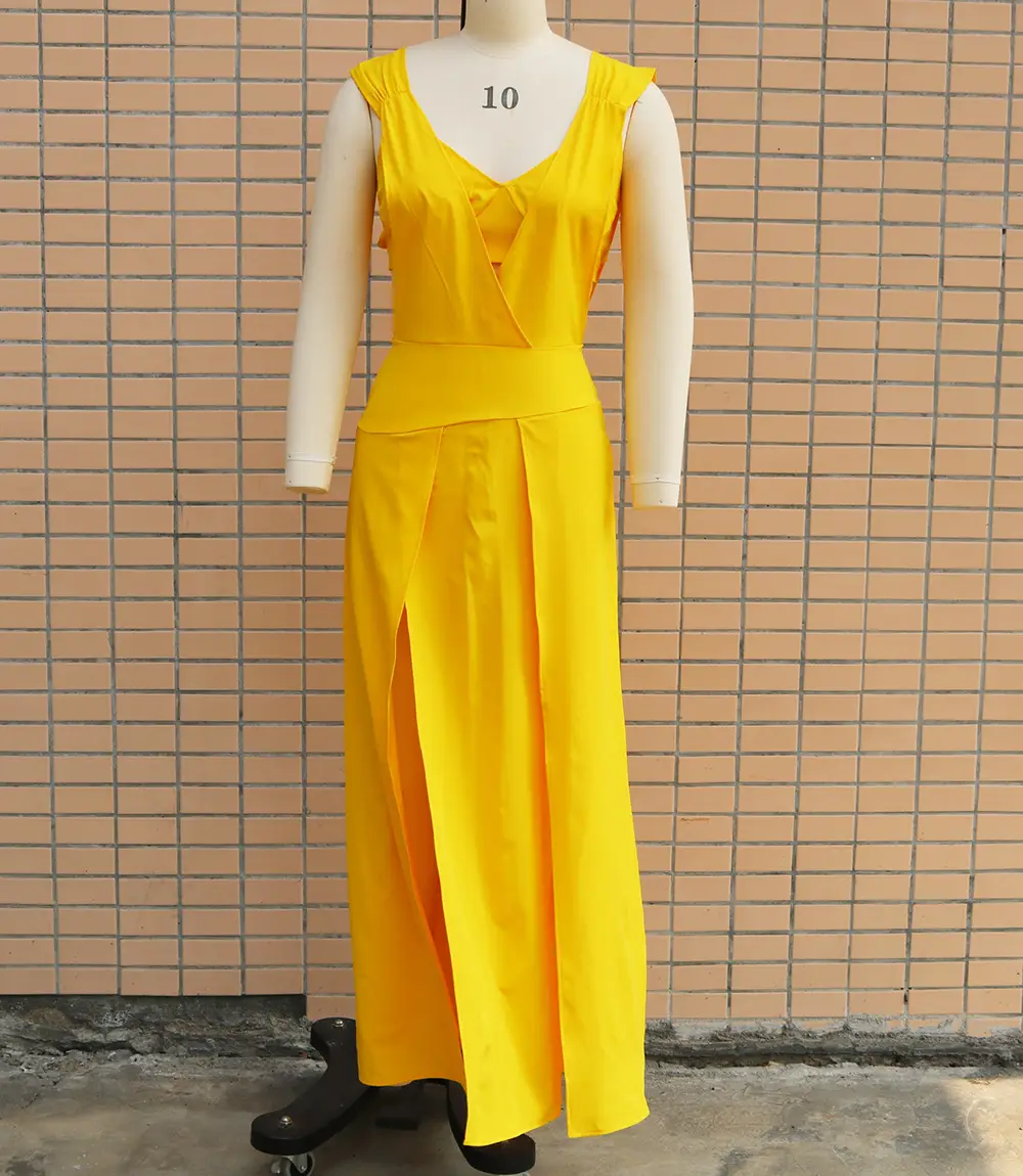 2023 Tropical Print Two-Piece Suit Set Yellow Orange — feature 21