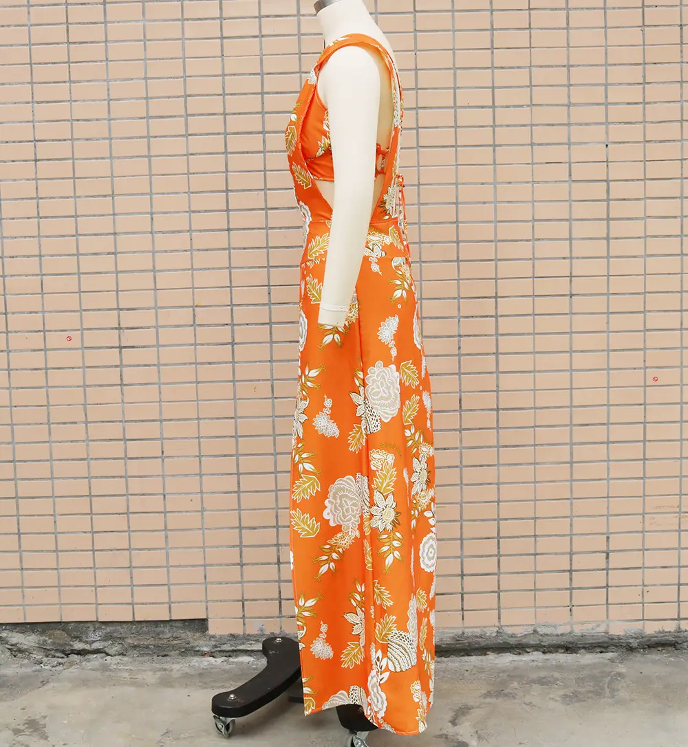 2023 Tropical Print Two-Piece Suit Set Yellow Orange — feature 28