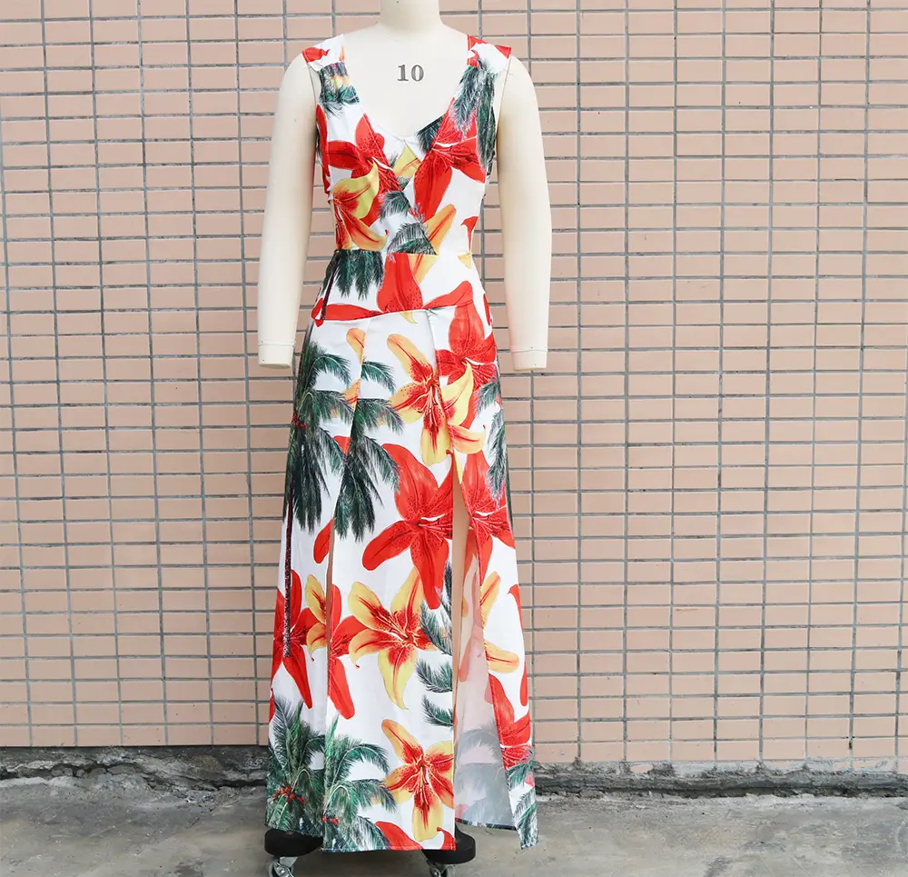 2023 Tropical Print Two-Piece Suit Set Yellow Orange — feature 33