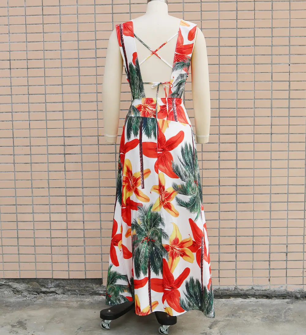 2023 Tropical Print Two-Piece Suit Set Yellow Orange — feature 35