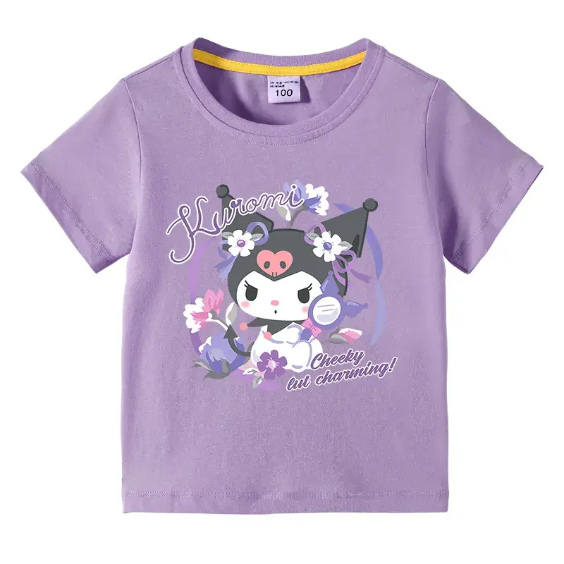 Korean Style Baby T-Shirt Black Cartoon Floral Print - Image 5